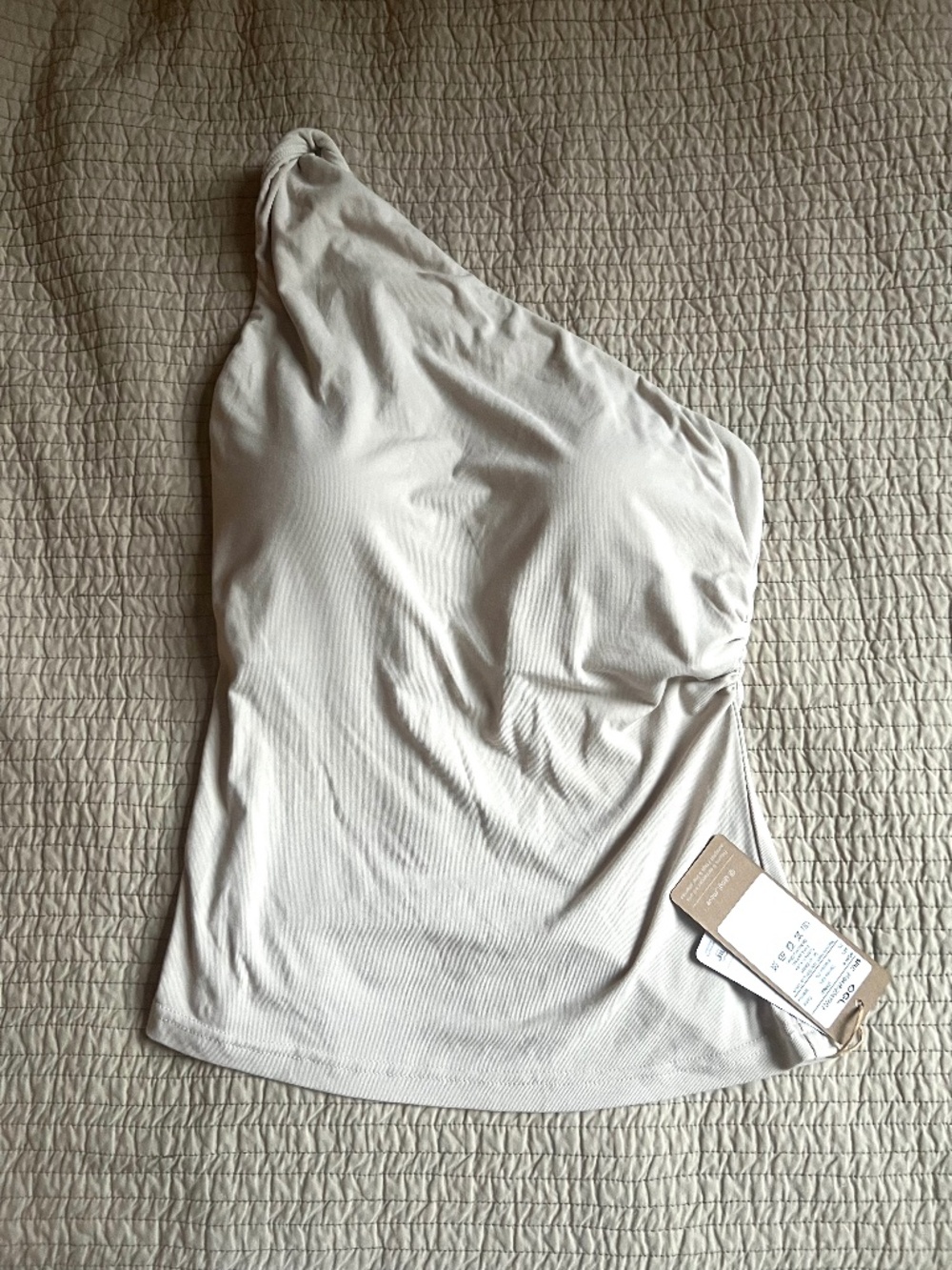NWT OGL One Shoulder Built-in Bra Top Light Beige (Medium)